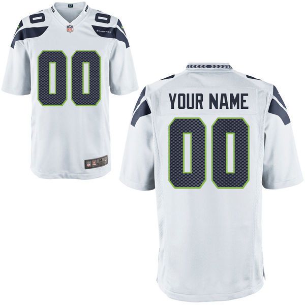 Youth Seattle Seahawks Custom White Game NFL Jersey->customized nfl jersey->Custom Jersey